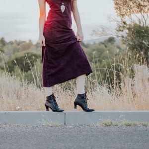 Black Leather Lace-Up Ankle Boots
